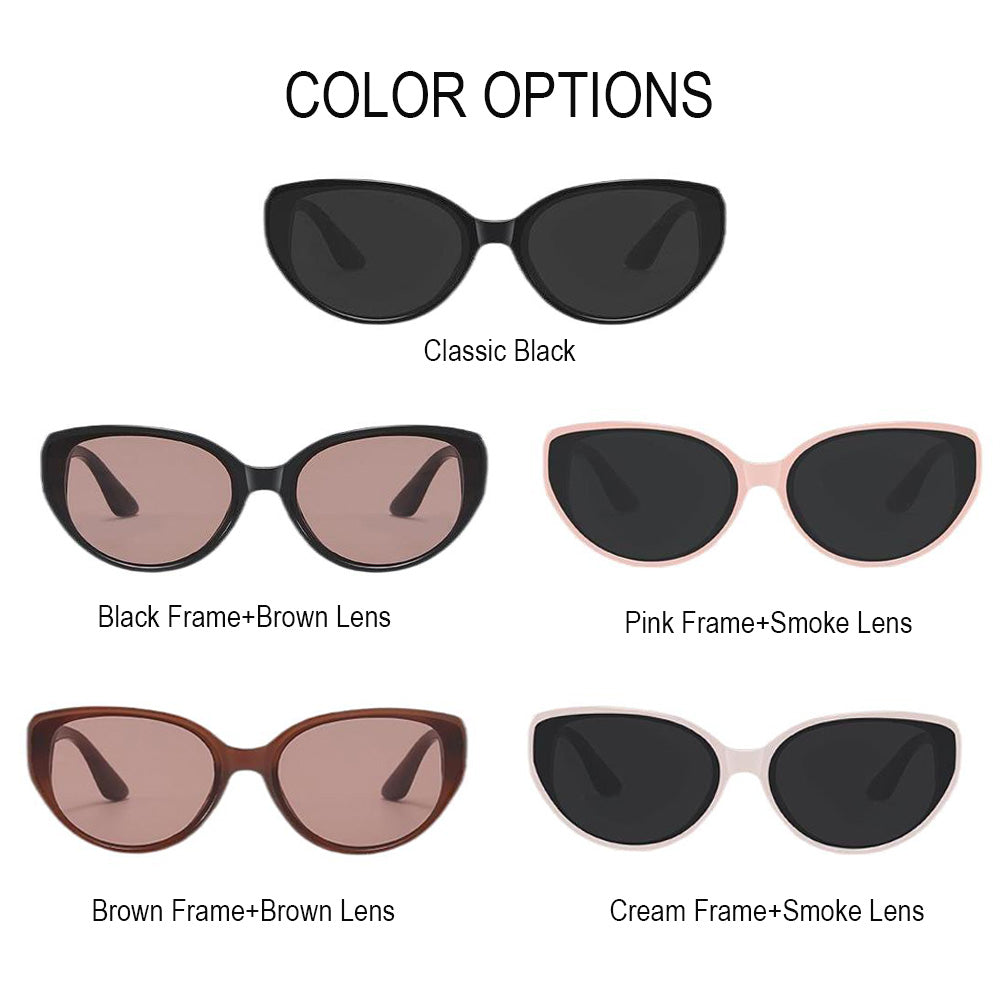 Women's Cat-Eye Sunglasses Collection - 5 Fashion-Forward Color Combinations (Black/Pink/Brown/Cream Frames)