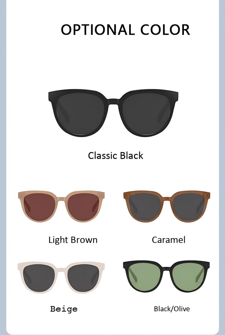 Timeless Cat-Eye Sunglasses with Light Beige Frame - Vintage Elegance for Outdoor Adventures