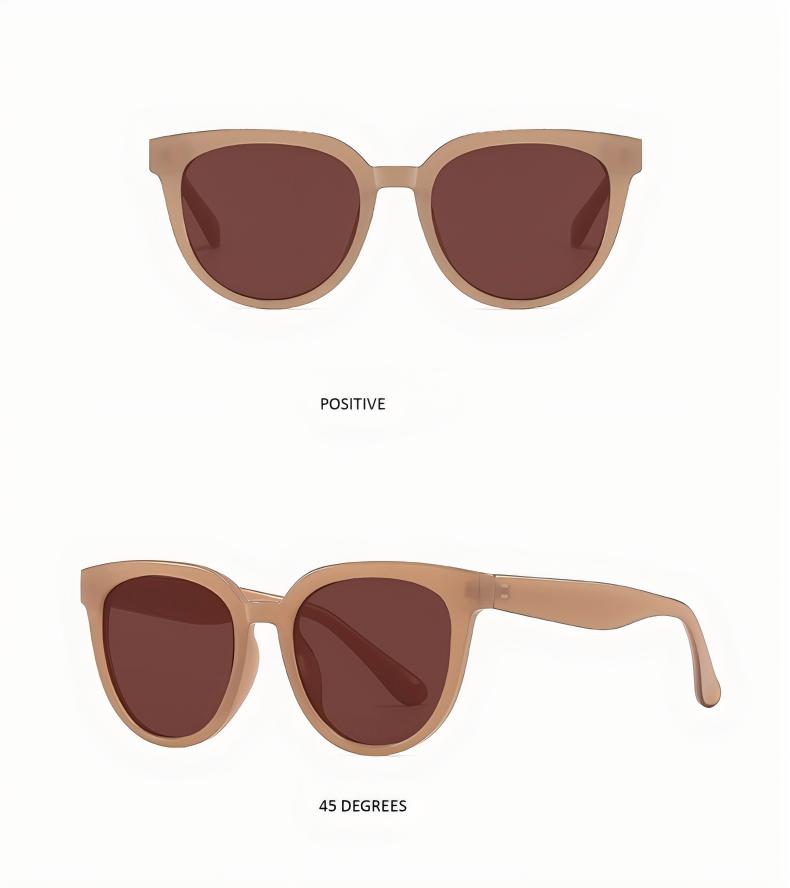 Timeless Cat-Eye Sunglasses with Light Beige Frame - Vintage Elegance for Outdoor Adventures