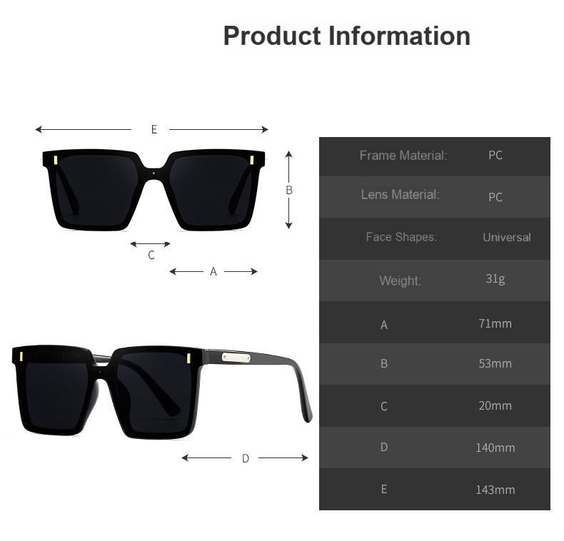 Modern Oversized Square Sunglasses – One-Piece Lens, Metal Accents & Multiple Color Options