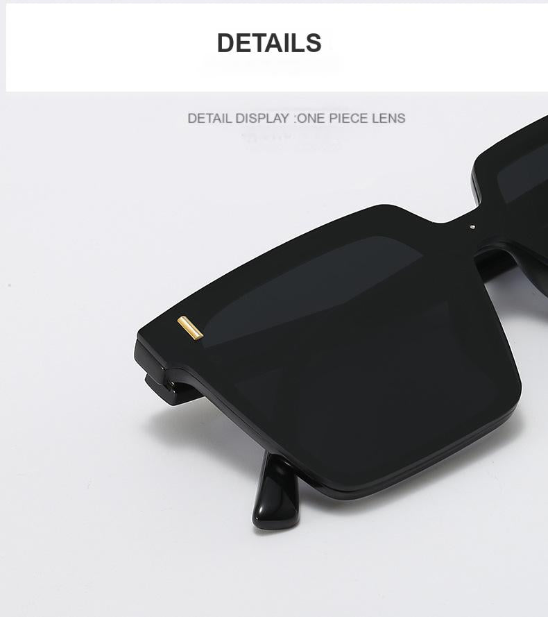 Modern Oversized Square Sunglasses – One-Piece Lens, Metal Accents & Multiple Color Options
