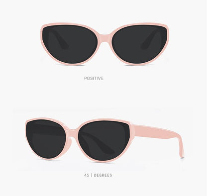 Women's Cat-Eye Sunglasses Collection - 5 Fashion-Forward Color Combinations (Black/Pink/Brown/Cream Frames)