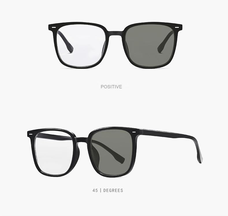 Gafas de sol adaptables de montura cuadrada: bloquean la luz azul y se tintan automáticamente para mayor versatilidad en interiores y exteriores.