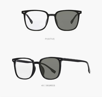 Gafas de sol adaptables de montura cuadrada: bloquean la luz azul y se tintan automáticamente para mayor versatilidad en interiores y exteriores.