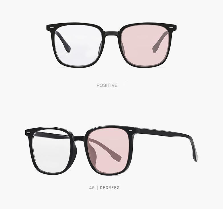 Gafas de sol adaptables de montura cuadrada: bloquean la luz azul y se tintan automáticamente para mayor versatilidad en interiores y exteriores.