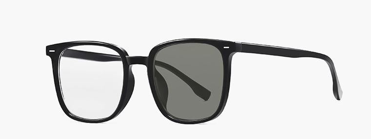 Gafas de sol adaptables de montura cuadrada: bloquean la luz azul y se tintan automáticamente para mayor versatilidad en interiores y exteriores.