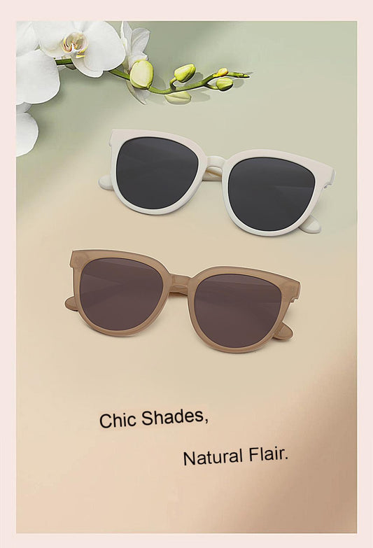 Timeless Cat-Eye Sunglasses with Light Beige Frame - Vintage Elegance for Outdoor Adventures