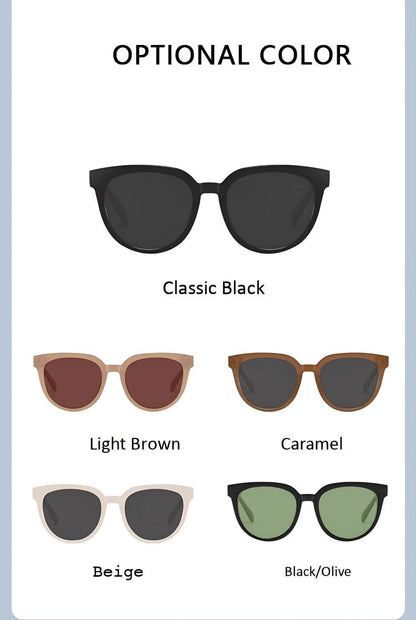 Timeless Cat-Eye Sunglasses with Light Beige Frame - Vintage Elegance for Outdoor Adventures