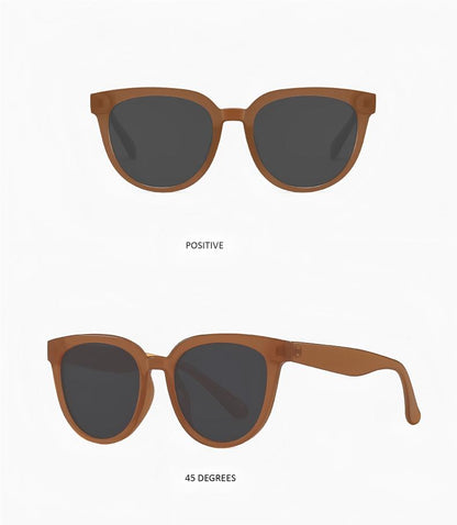 Timeless Cat-Eye Sunglasses with Light Beige Frame - Vintage Elegance for Outdoor Adventures