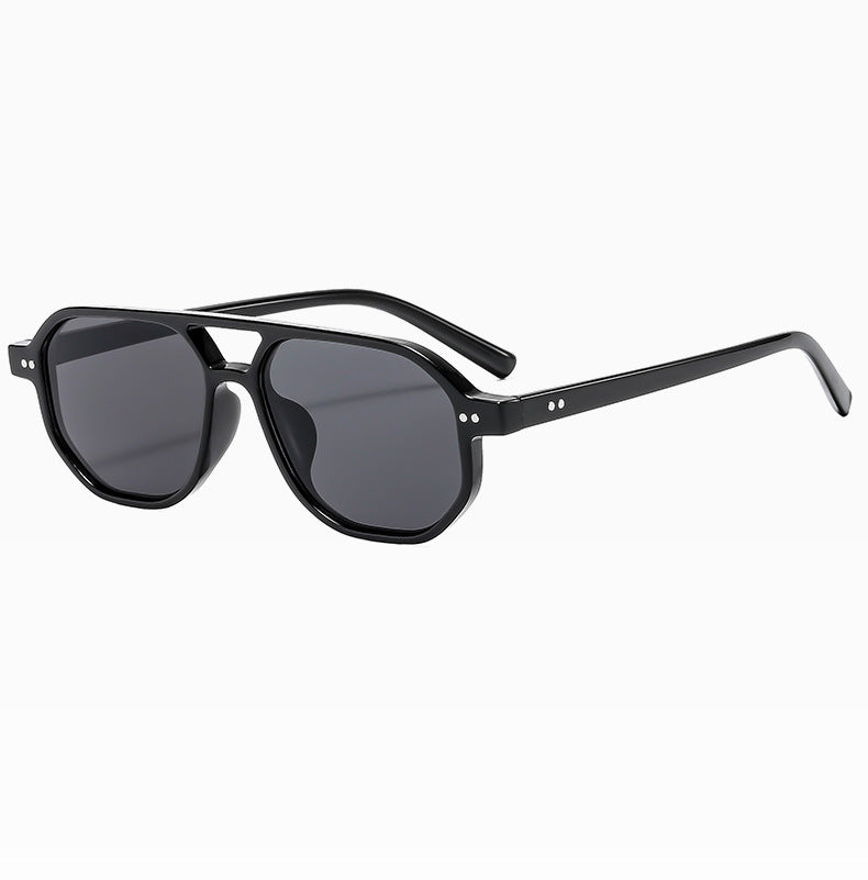 Square Frame Sunglasses Collection - 10 Color Options with Metallic Accent & Anti-Blue Light