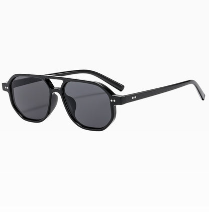 Square Frame Sunglasses Collection - 10 Color Options with Metallic Accent & Anti-Blue Light