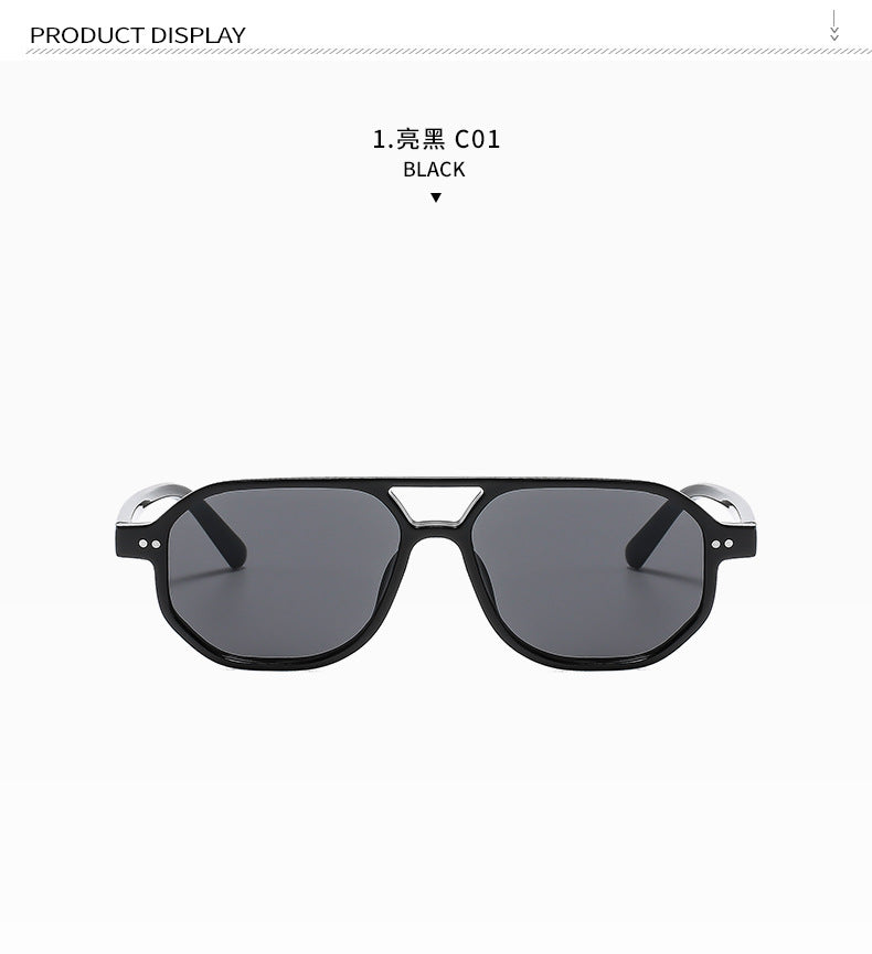 Square Frame Sunglasses Collection - 10 Color Options with Metallic Accent & Anti-Blue Light