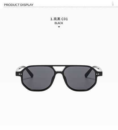 Square Frame Sunglasses Collection - 10 Color Options with Metallic Accent & Anti-Blue Light