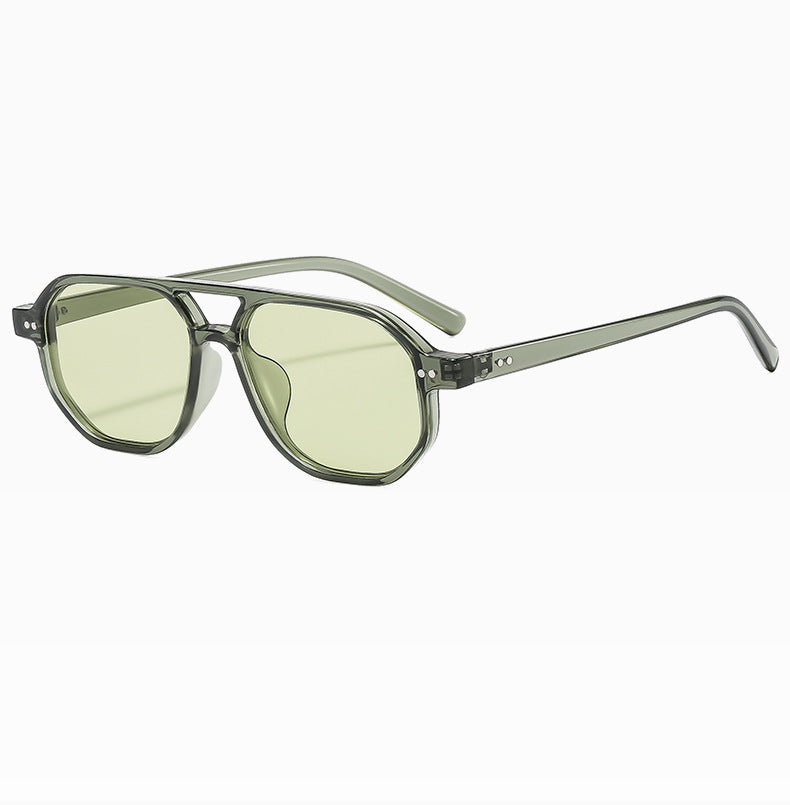 Square Frame Sunglasses Collection - 10 Color Options with Metallic Accent & Anti-Blue Light