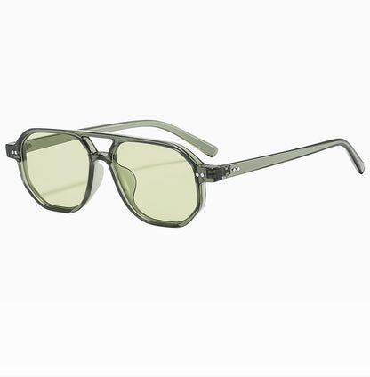 Square Frame Sunglasses Collection - 10 Color Options with Metallic Accent & Anti-Blue Light