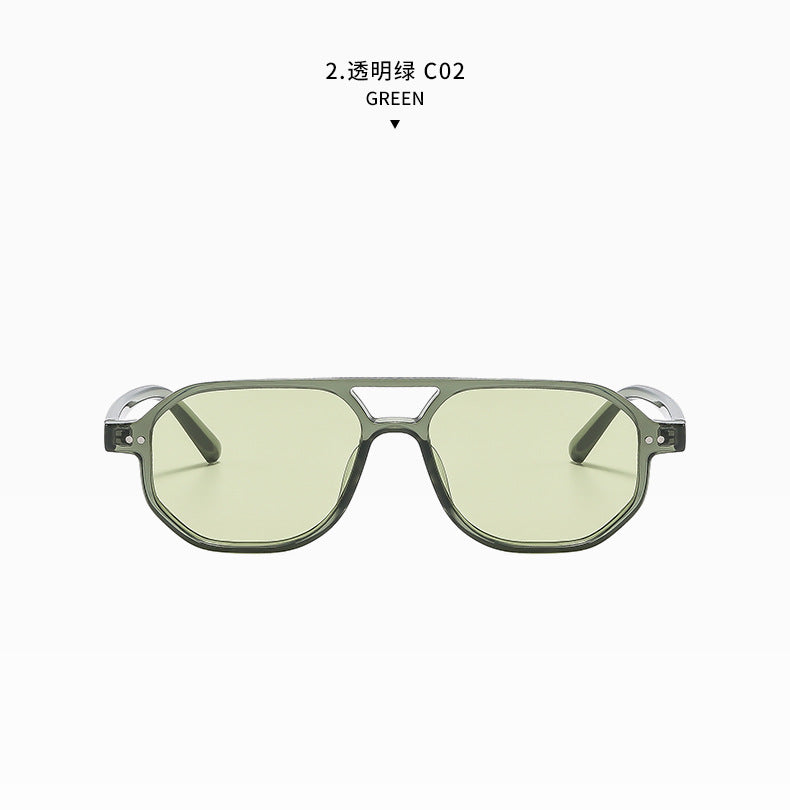 Square Frame Sunglasses Collection - 10 Color Options with Metallic Accent & Anti-Blue Light