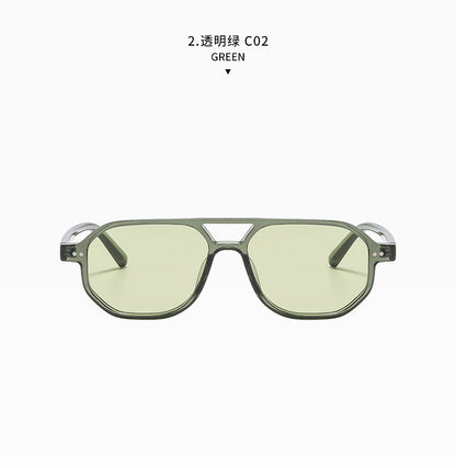 Square Frame Sunglasses Collection - 10 Color Options with Metallic Accent & Anti-Blue Light