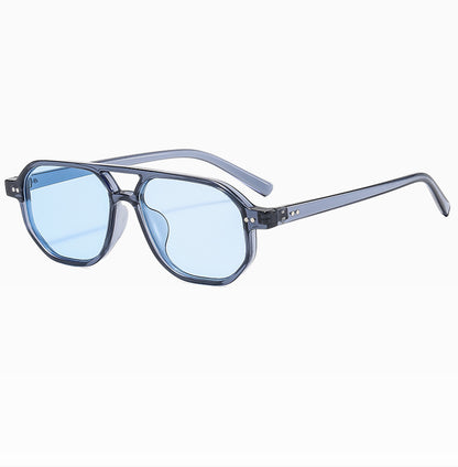 Square Frame Sunglasses Collection - 10 Color Options with Metallic Accent & Anti-Blue Light