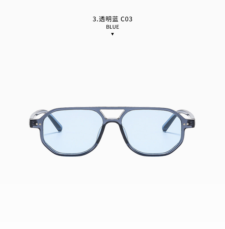 Square Frame Sunglasses Collection - 10 Color Options with Metallic Accent & Anti-Blue Light