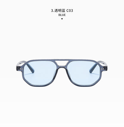 Square Frame Sunglasses Collection - 10 Color Options with Metallic Accent & Anti-Blue Light