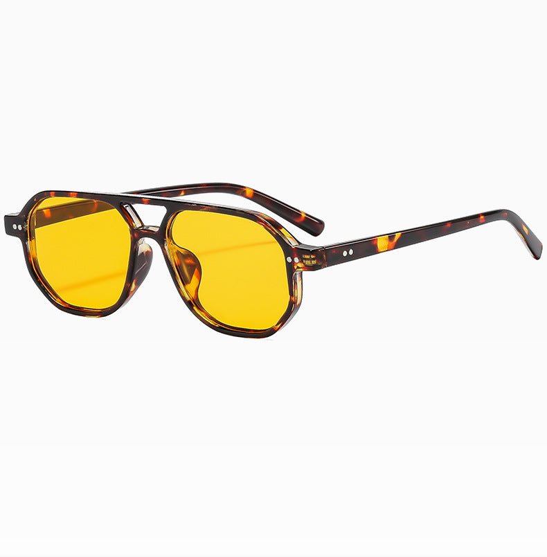 Square Frame Sunglasses Collection - 10 Color Options with Metallic Accent & Anti-Blue Light