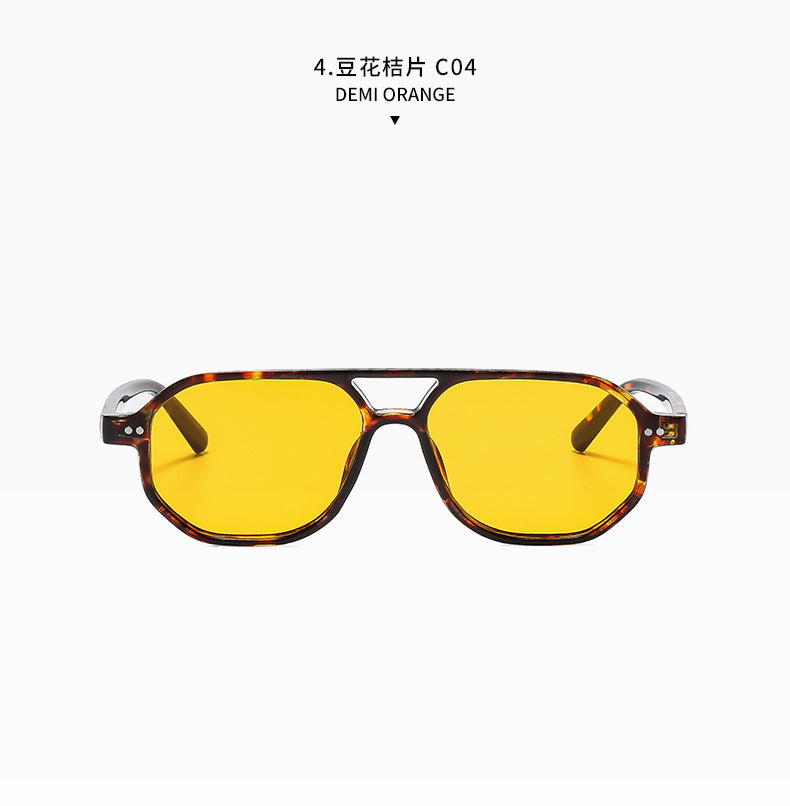 Square Frame Sunglasses Collection - 10 Color Options with Metallic Accent & Anti-Blue Light