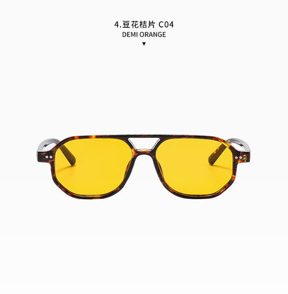Square Frame Sunglasses Collection - 10 Color Options with Metallic Accent & Anti-Blue Light