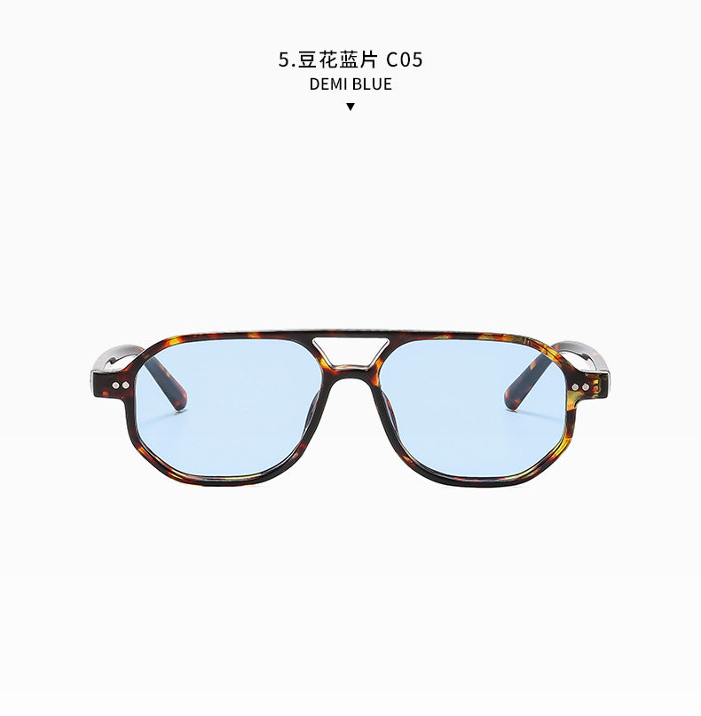 Square Frame Sunglasses Collection - 10 Color Options with Metallic Accent & Anti-Blue Light