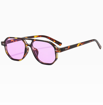 Square Frame Sunglasses Collection - 10 Color Options with Metallic Accent & Anti-Blue Light