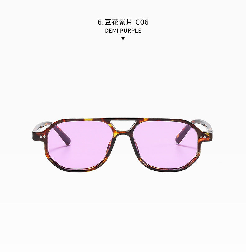 Square Frame Sunglasses Collection - 10 Color Options with Metallic Accent & Anti-Blue Light