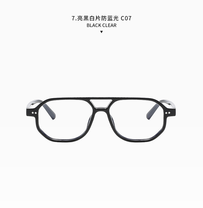 Square Frame Sunglasses Collection - 10 Color Options with Metallic Accent & Anti-Blue Light