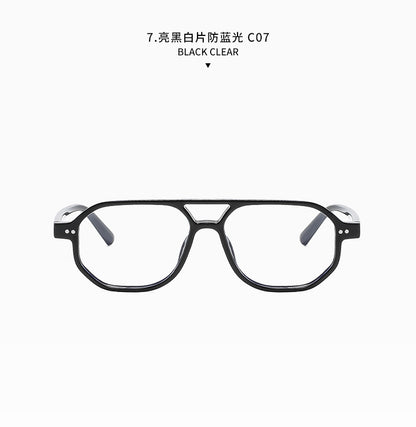 Square Frame Sunglasses Collection - 10 Color Options with Metallic Accent & Anti-Blue Light