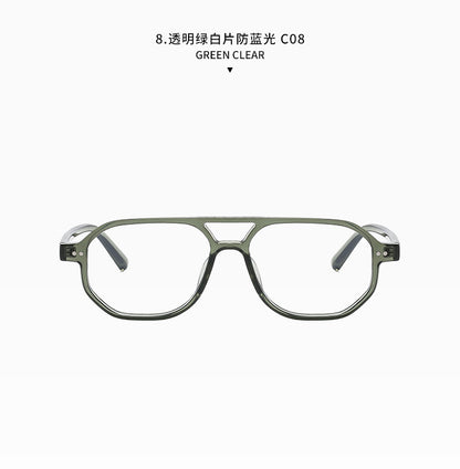 Square Frame Sunglasses Collection - 10 Color Options with Metallic Accent & Anti-Blue Light