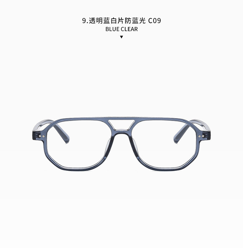 Square Frame Sunglasses Collection - 10 Color Options with Metallic Accent & Anti-Blue Light