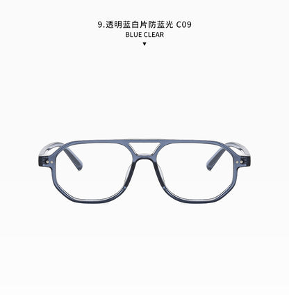 Square Frame Sunglasses Collection - 10 Color Options with Metallic Accent & Anti-Blue Light