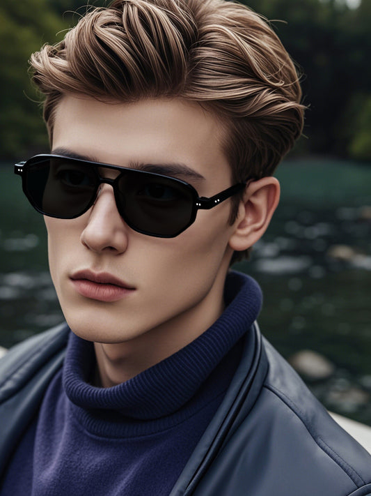 Square Frame Sunglasses Collection - 10 Color Options with Metallic Accent & Anti-Blue Light