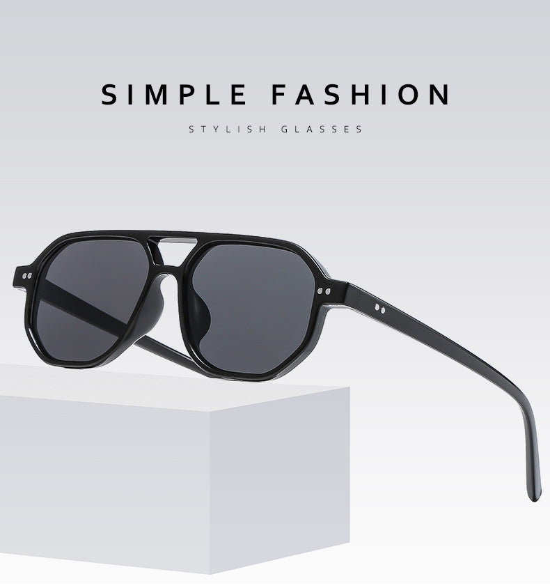 Square Frame Sunglasses Collection - 10 Color Options with Metallic Accent & Anti-Blue Light