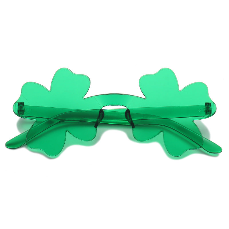 Clover-Shaped Sunglasses in Vivid Green: Whimsical Style & Lucky Charm