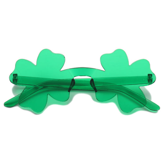 Clover-Shaped Sunglasses in Vivid Green: Whimsical Style & Lucky Charm