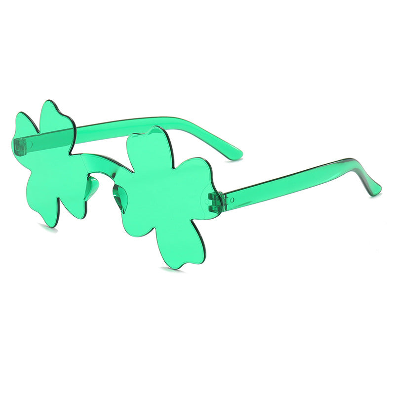 Clover-Shaped Sunglasses in Vivid Green: Whimsical Style & Lucky Charm