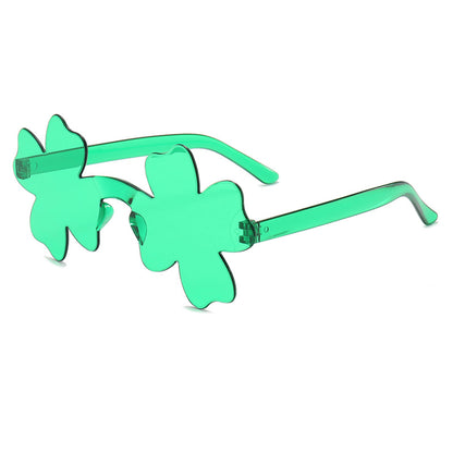 Clover-Shaped Sunglasses in Vivid Green: Whimsical Style & Lucky Charm