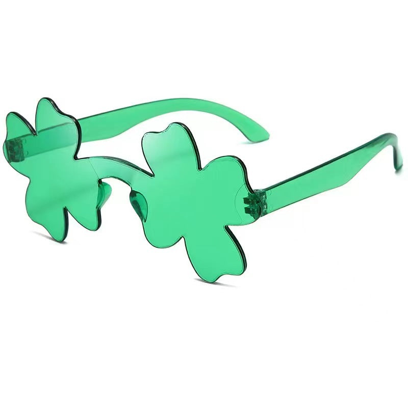 Clover-Shaped Sunglasses in Vivid Green: Whimsical Style & Lucky Charm