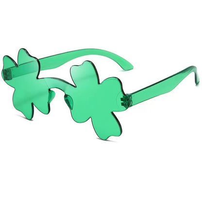Clover-Shaped Sunglasses in Vivid Green: Whimsical Style & Lucky Charm