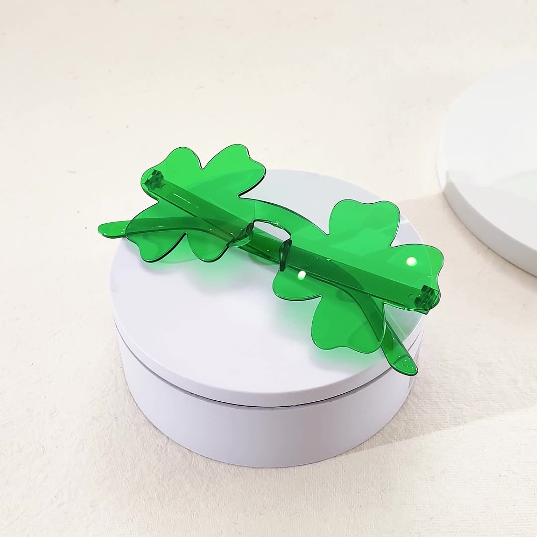Clover-Shaped Sunglasses in Vivid Green: Whimsical Style & Lucky Charm