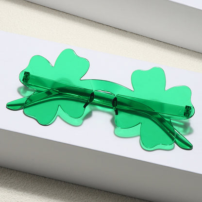 Clover-Shaped Sunglasses in Vivid Green: Whimsical Style & Lucky Charm