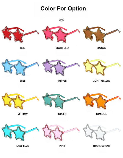 Star-Shaped Sunglasses Collection: 12 Playful Colors with Crystal Accents