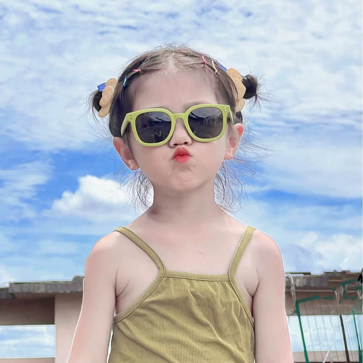 Stylish Square Kids Sunglasses - Fashionable Shield for Little Explorers