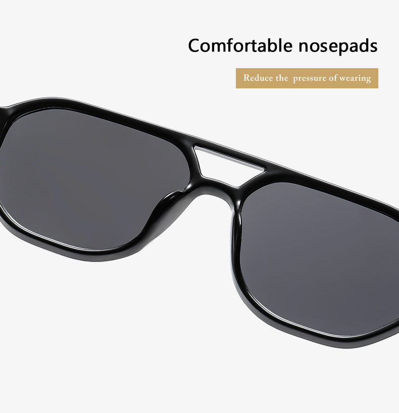 Square Frame Sunglasses Collection - 10 Color Options with Metallic Accent & Anti-Blue Light