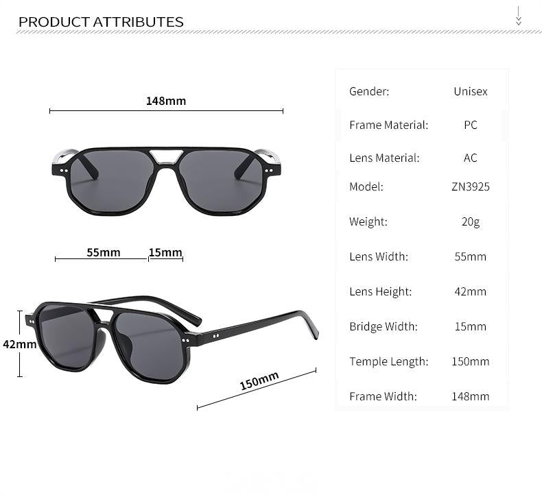 Square Frame Sunglasses Collection - 10 Color Options with Metallic Accent & Anti-Blue Light