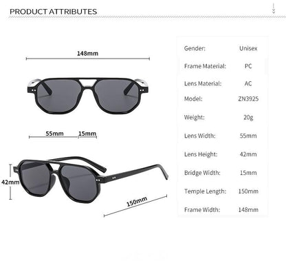 Square Frame Sunglasses Collection - 10 Color Options with Metallic Accent & Anti-Blue Light